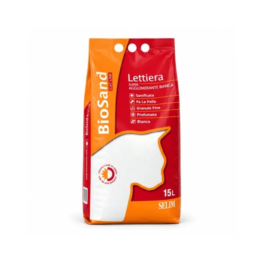 بيو ساند رمل قطط أبيض متكتل ومعطر – 15 لتر Bio Sand White Clumping & Scented Cat Litter – 15L