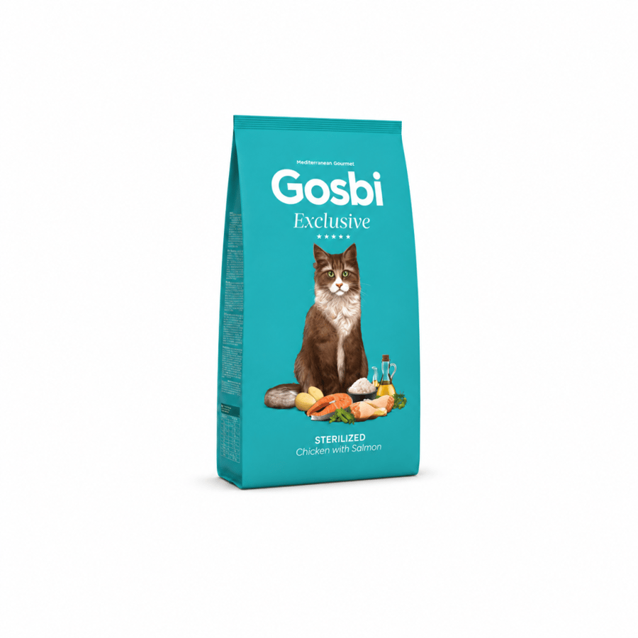 جوسبي إكسكلوسيف ستيرلايزد طعام جاف للقطط المعقمة بالدجاج والسلمون  Gosbi Exclusive Sterilized Chicken with Salmon Dry Cat Food