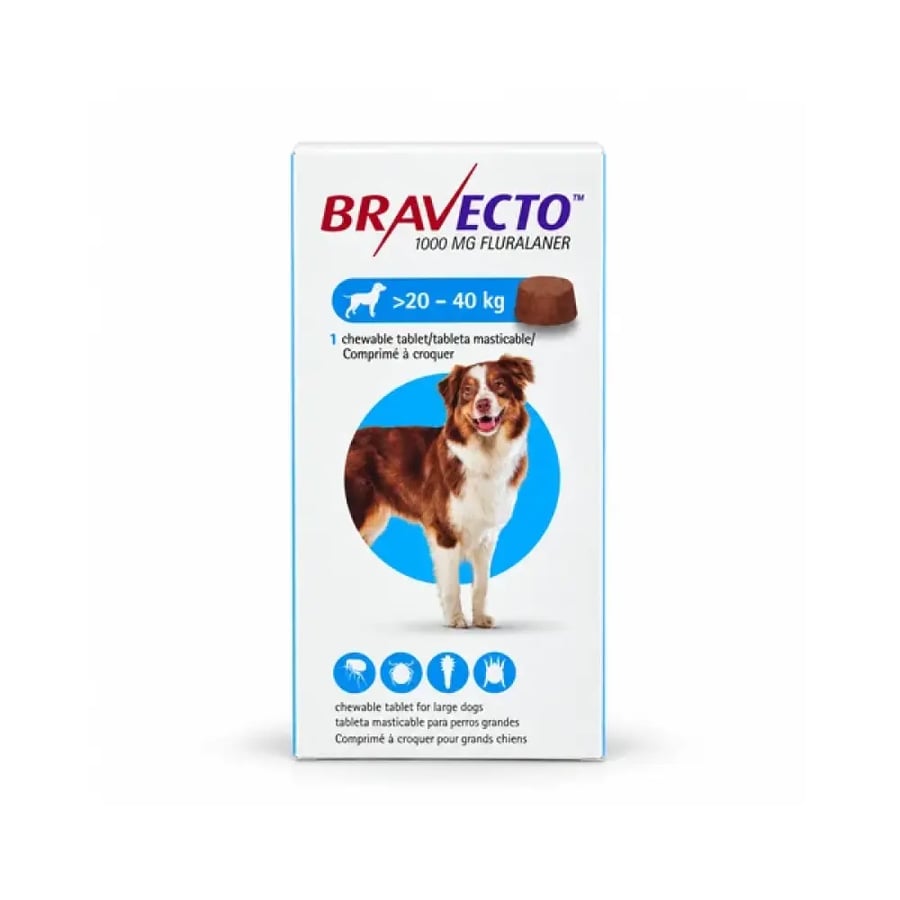 برافيكتو 1000 مجم للكلاب أكثر من 20–40 كجم Bravecto 1000 mg for dogs over 20–40 kg