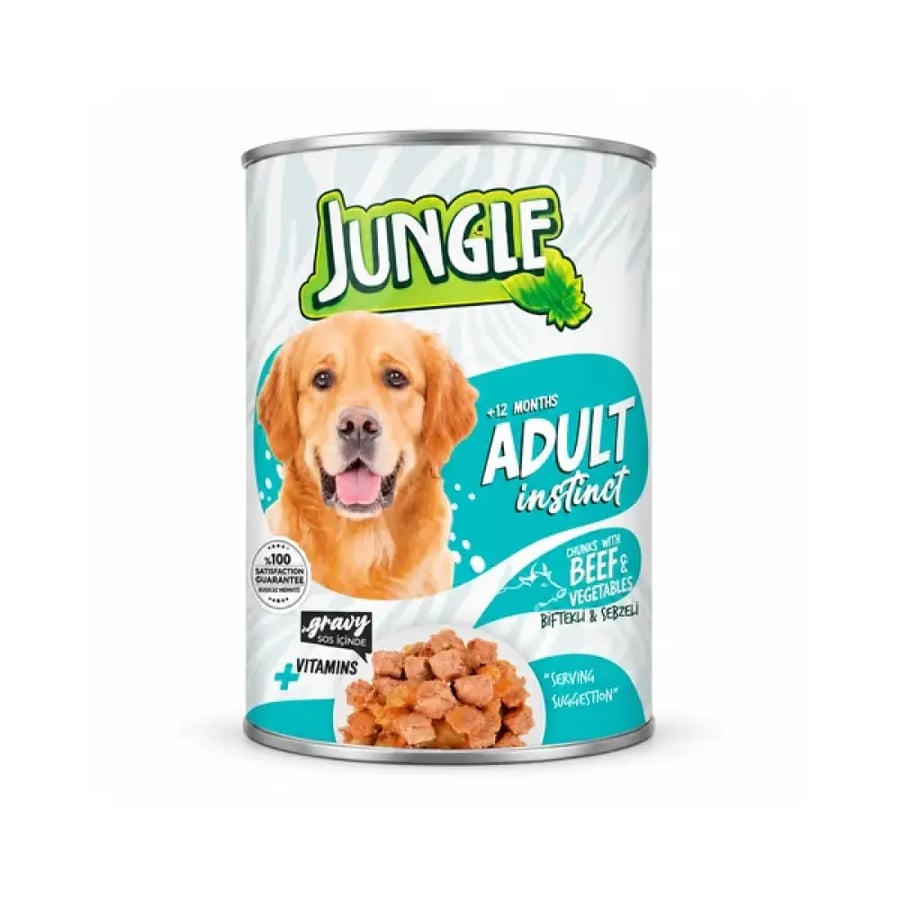 جنغل طعام رطب للكلاب بلحم البقر والخضار – 415 جم Jungle Wet Dog Food with Beef and Vegetables – 415g