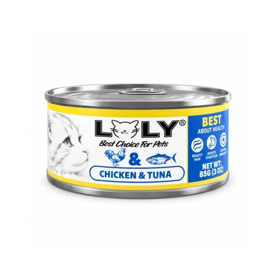 لولي طعام رطب للقطط بالدجاج والتونة – 85 جم Lolly Wet Cat Food with Chicken and Tuna – 85g