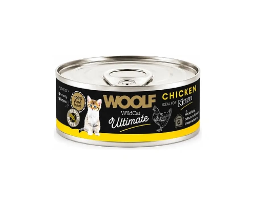 وولف وايلد كات ألتيميت طعام رطب للقطط الصغيرة بالدجاج 85 جرام | WOOF WildCat Ultimate Chicken Kitten