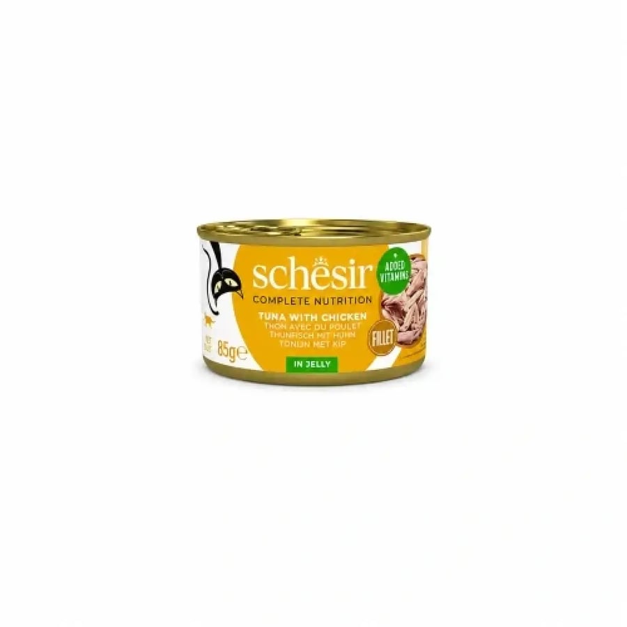 شيزر طعام رطب متكامل للقطط بالتونة والدجاج في الجيلي - 85 جم | Schesir Complete Nutrition Tuna with Chicken in Jelly Cat Food 85g