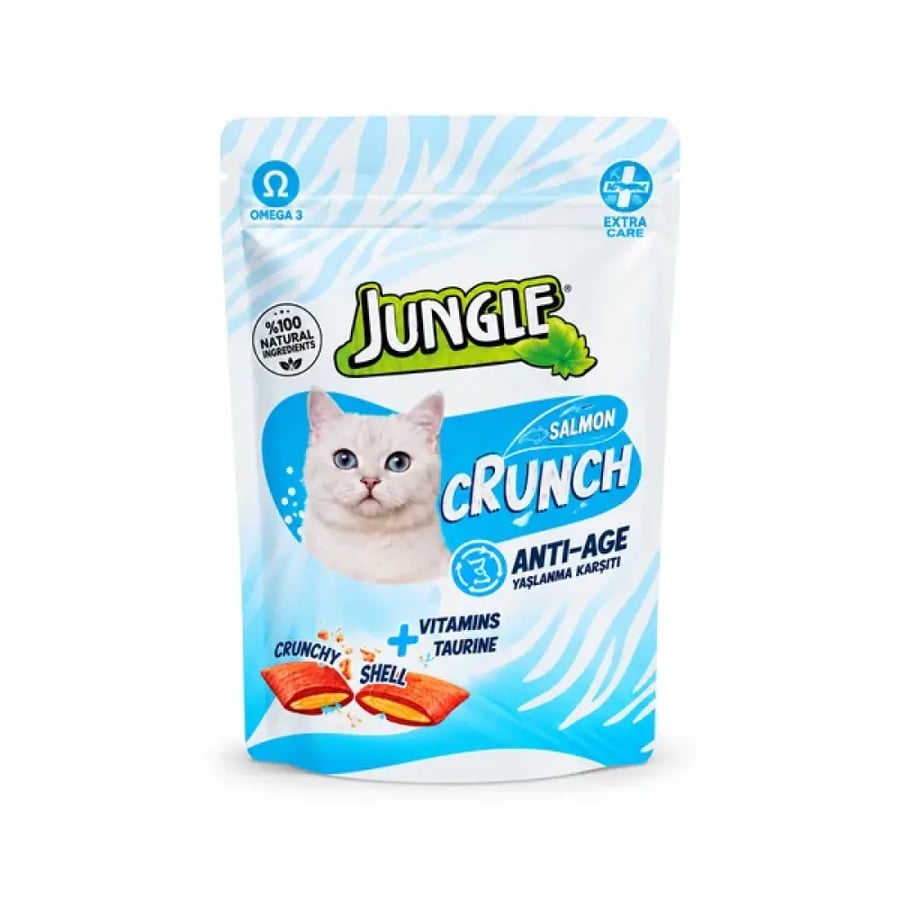 جنغل كرانش مكافآت مقرمشة للقطط بالسالمون Jungle Crunch Crunchy Cat Treats with Salmon