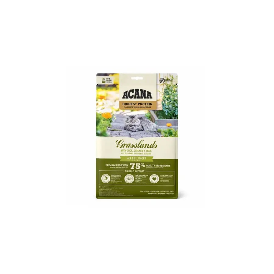 أكانا هايست بروتين جراس لاندز للقطط بالبط والدجاج والبيض .ACANA Highest Protein Grasslands