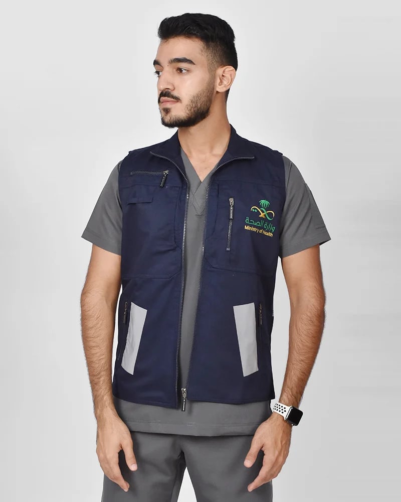 Sadiri navy blue with the Ministry of Health logo embroidered