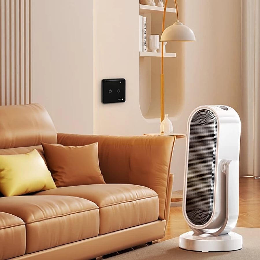 مفتاح الذكي ثنائي غطاء اسود تحكم عن بعد Wifi سهل الاستخدام يعمل باللمس تحكم بالجوال متوافق مع اليكسا وجوجل هوم