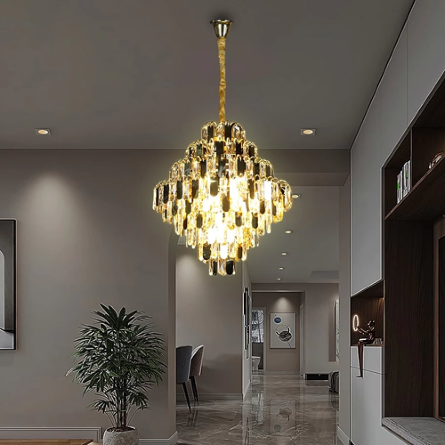 ثريا كريستال ذهبي قطر 60 سم E14
