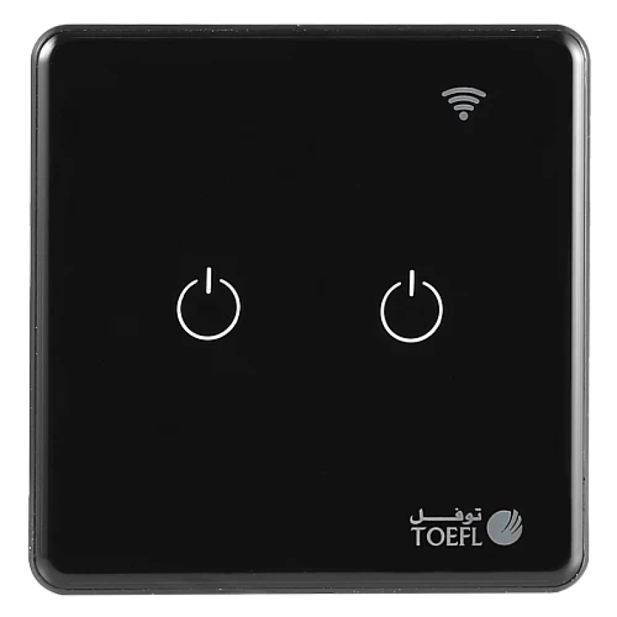 مفتاح الذكي ثنائي غطاء اسود تحكم عن بعد Wifi سهل الاستخدام يعمل باللمس تحكم بالجوال متوافق مع اليكسا وجوجل هوم