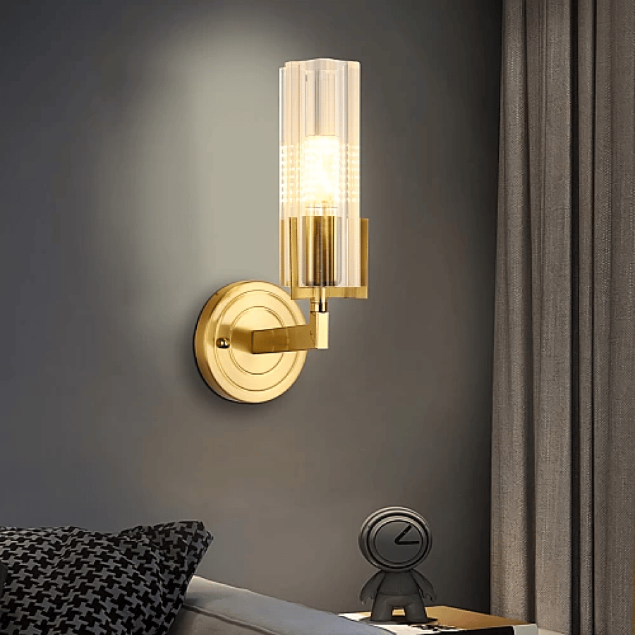 A single wall mirror with gold glass