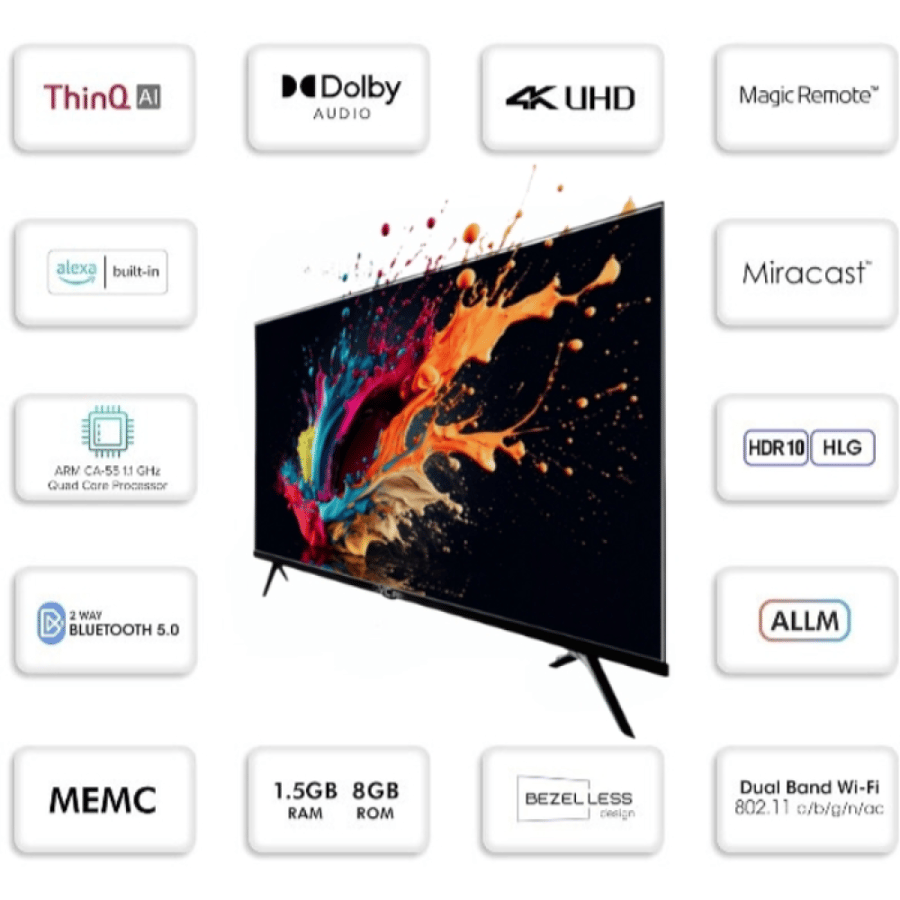 شاشة جي في سي برو 75 بوصة , 4K , نظام WebOs , مع ريموت ماجيك