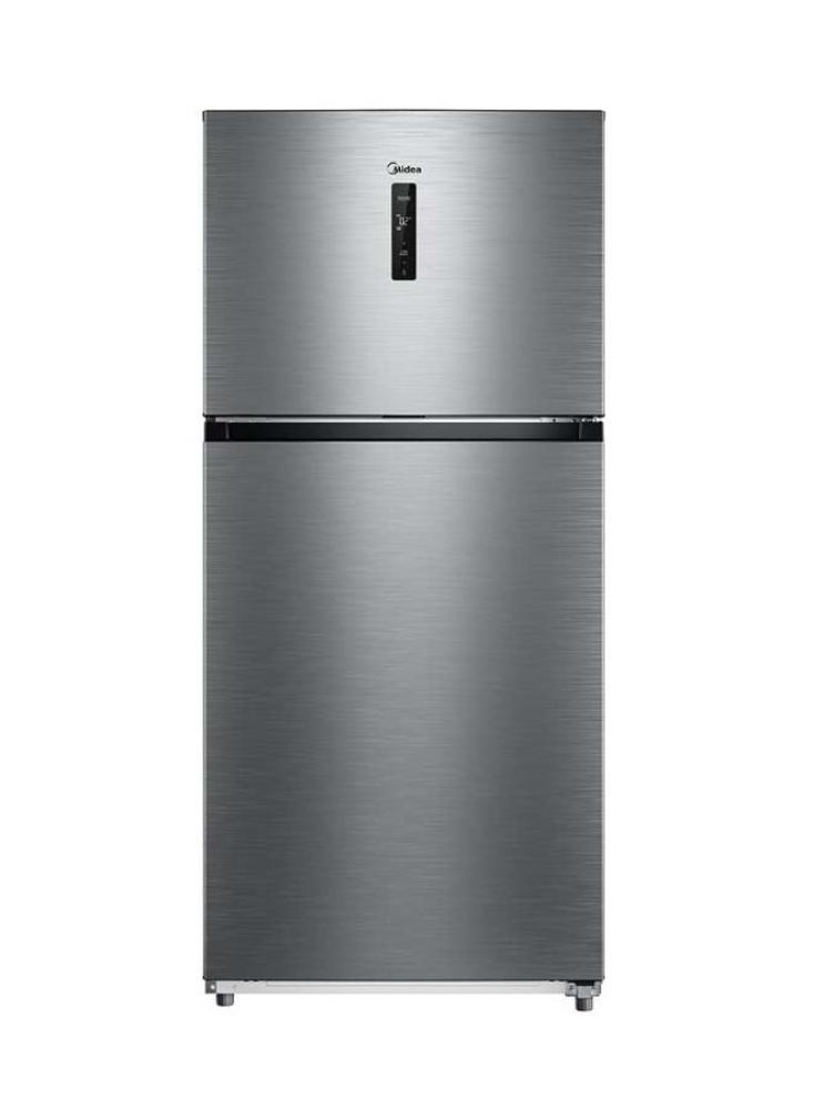 ثلاجة ميديا ببابين بلون برو ستيل مع شاشة تحكم أمامية