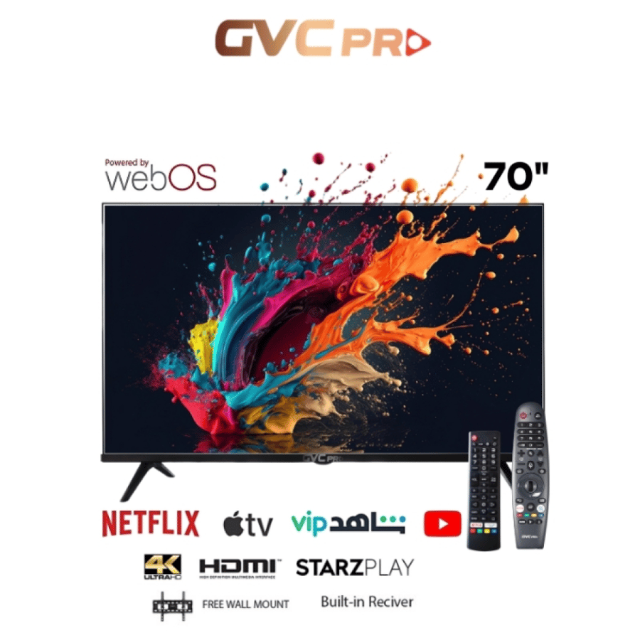 شاشة جي في سي برو، 70 بوصة، سمارت، دقة 4K، نظام webOS، رسيفر داخلي، موديل 70GW6100 - WBOS