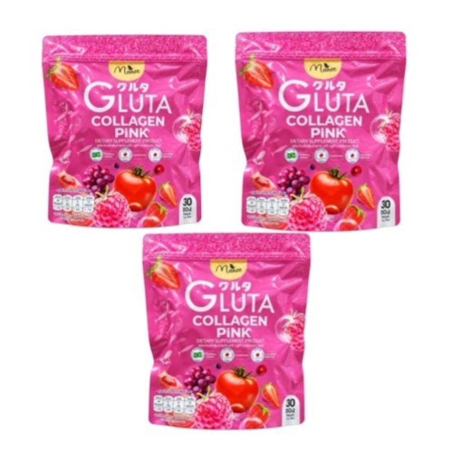 كولاجين الوردي بينك - Gluta Collagen Pink مکمل غذائي بنكهة الفواكه (٩٠) کیس) كورس ٣ اشهر من بيت الجمال