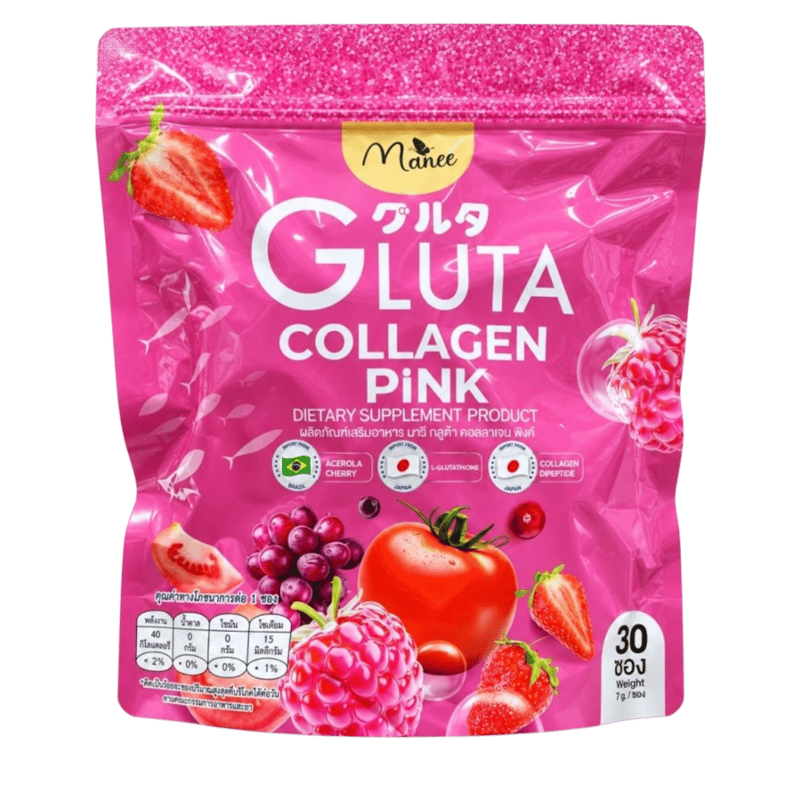 كولاجين الوردي بينك - Gluta Collagen Pink مکمل غذائي بنكهة الفواكه (٩٠) کیس) كورس ٣ اشهر من بيت الجمال
