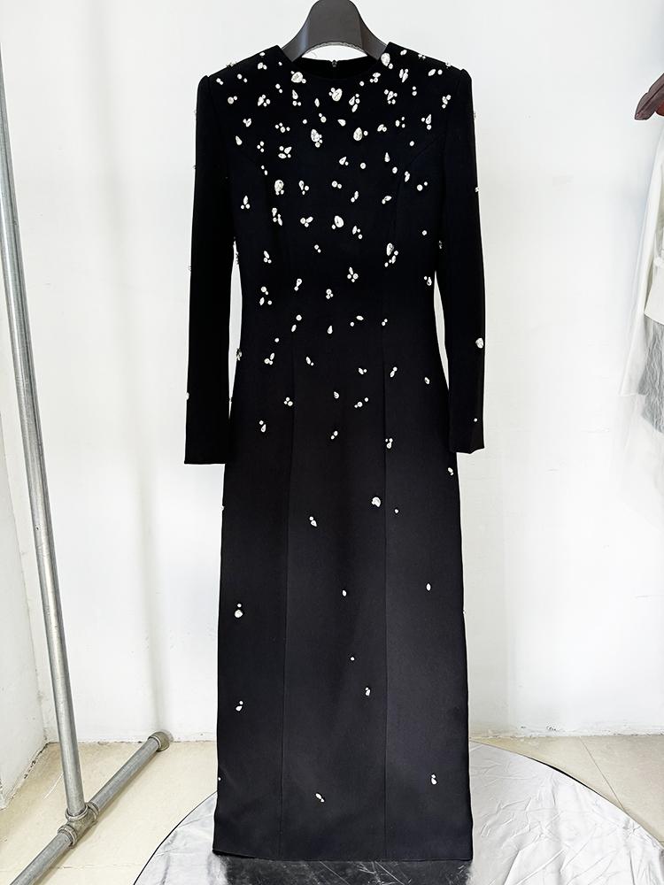 Long maxi dress rhinestone diamond