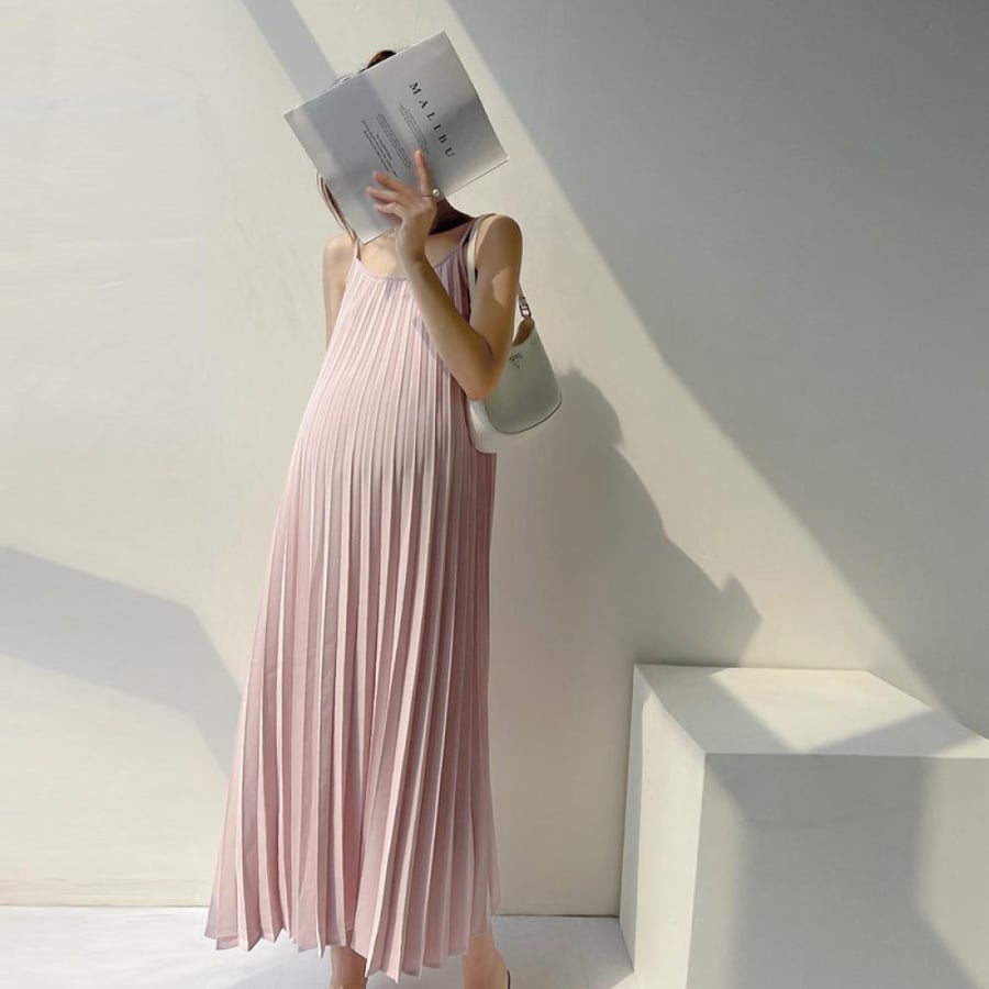New summer, pregnant woman, loose dress, pleated, made of Korean chiffon