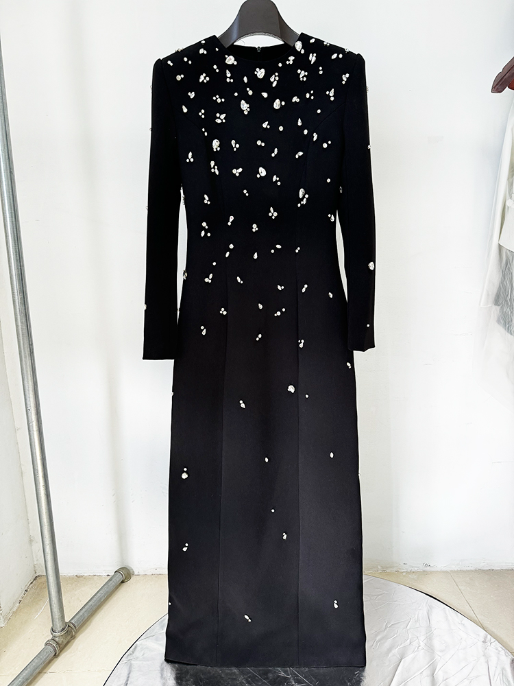 Long maxi dress rhinestone diamond