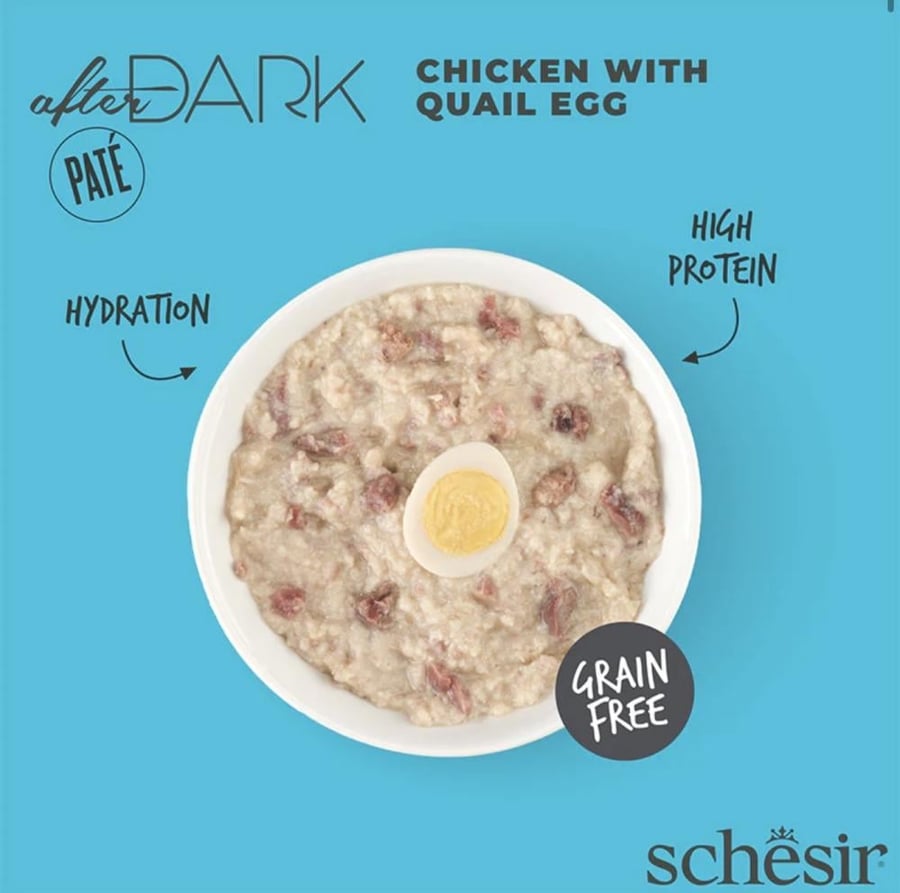 شيزر أفتر دارك (Schesir After Dark) - طعام رطب متكامل للقطط بالدجاج وبيض السمان بقوام الباتيه (80 جم)