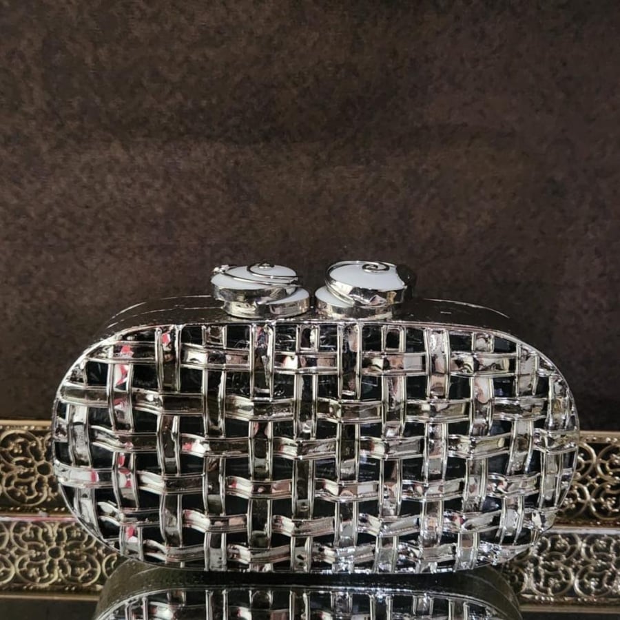 حقيبة يد فاخرة باللون السيلفر