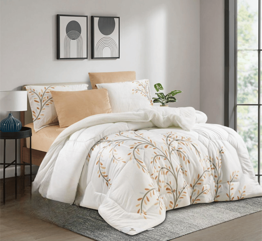Alivory duvet 6 pieces for two people with floral fur DELIA-02
