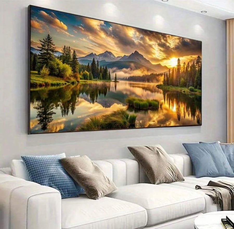 لوحة جدارية طباعة مكبوسه على خشب مع إطار خشبي مقاس 50 * 100 سم