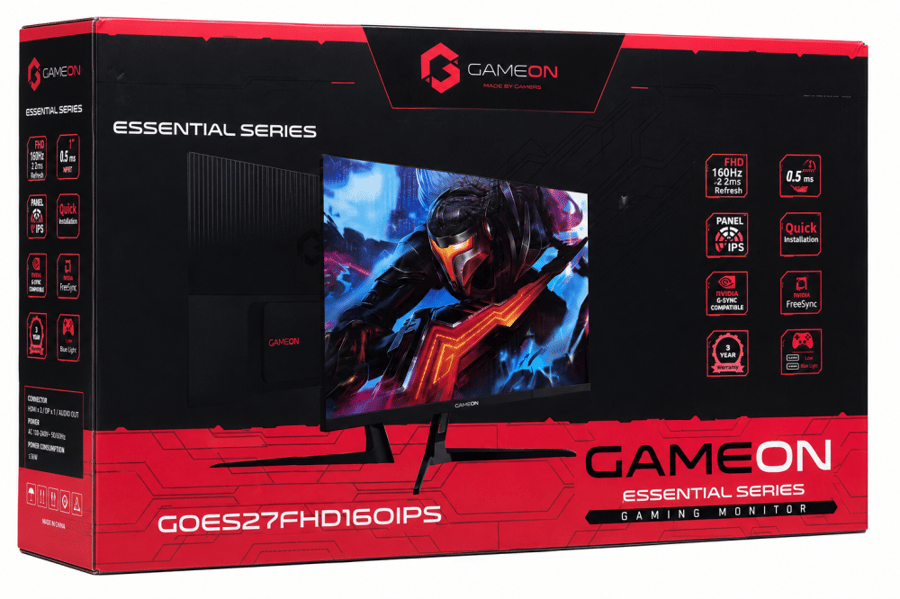 شاشة GameOn للألعاب 27 بوصة FHD IPS بمعدل 160 هرتز