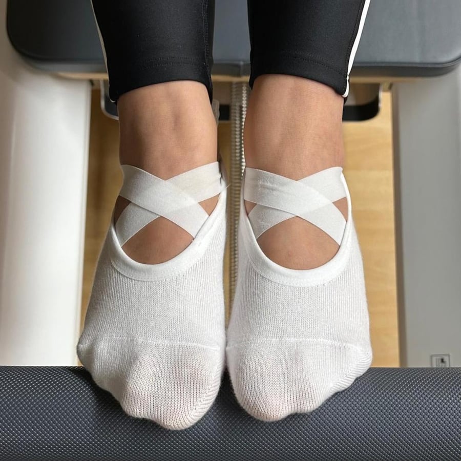 White butterfly grip socks