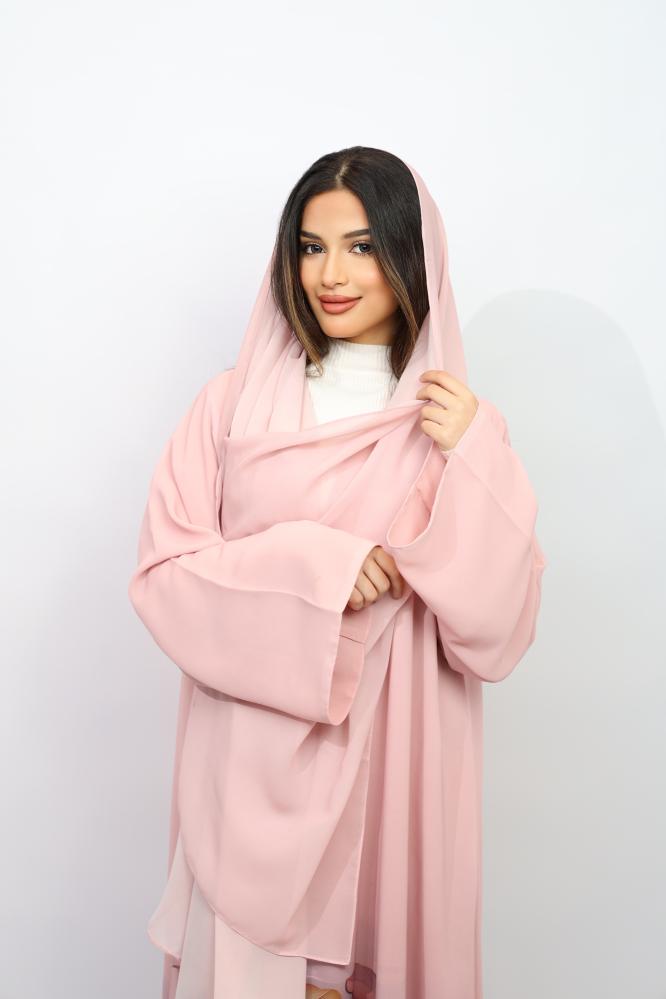 عباية شيفون بطرف مشجر