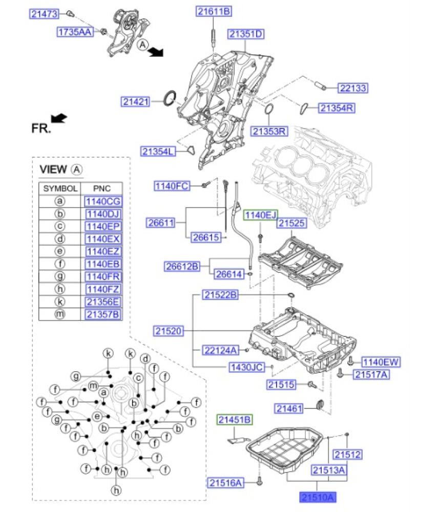 Engine crankshaft for Carnival + Azera M/2.7 original 215103E000A