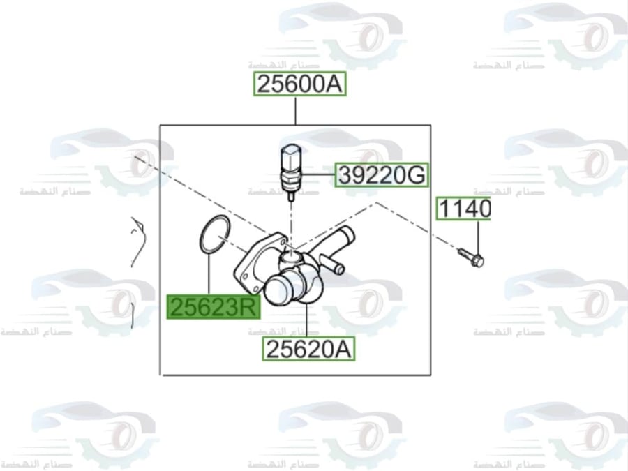 وجه قاعدة كوع ماء هيونداي اصلي | 256232B000