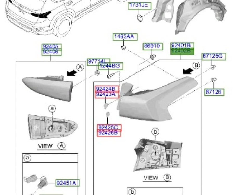 اسطب خلفي يمين سنتافي 2019 وفوق بديل | 92402S1000