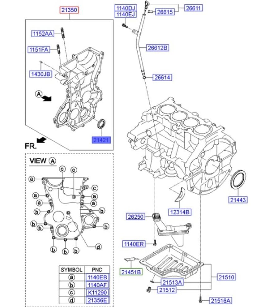 2142103000 Front crankshaft bushing Accent 2014/1.4 original