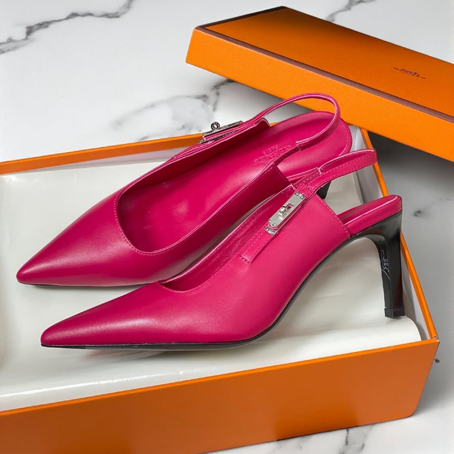 Hermès Lover 80 Pump Slingback in Pink Leather