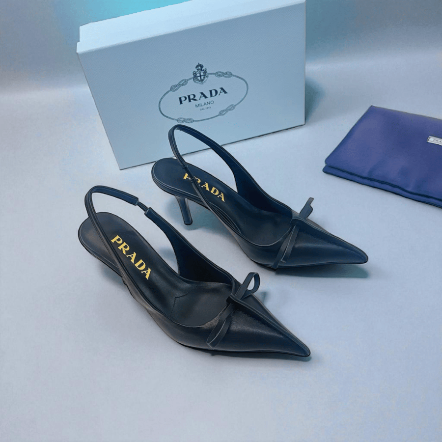 Prada Black Slingback Pumps with with Stiletto Heel