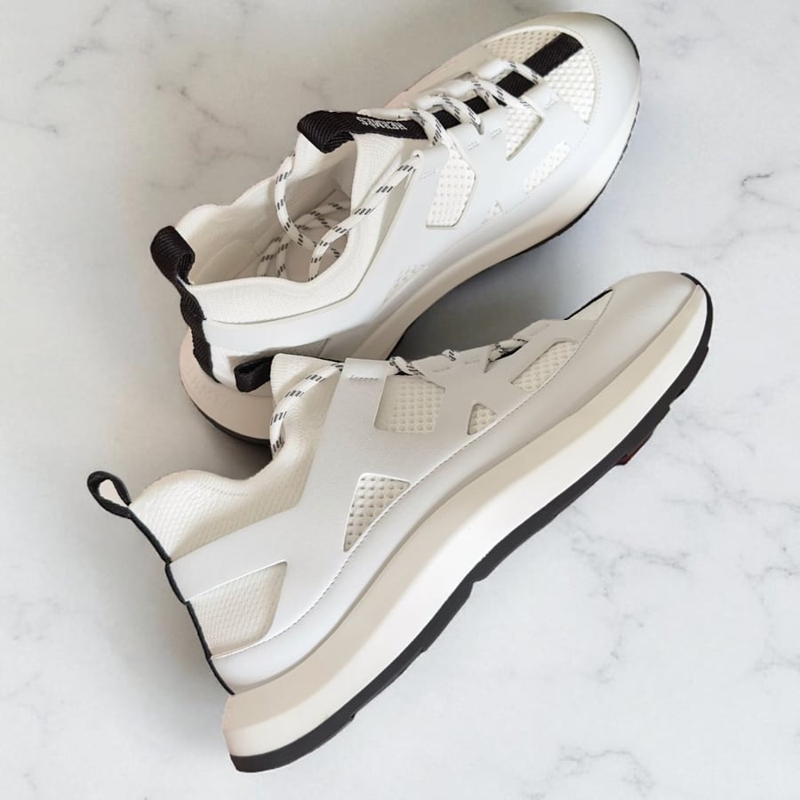 Hermès Katana Sneaker in White Calfskin and Knit