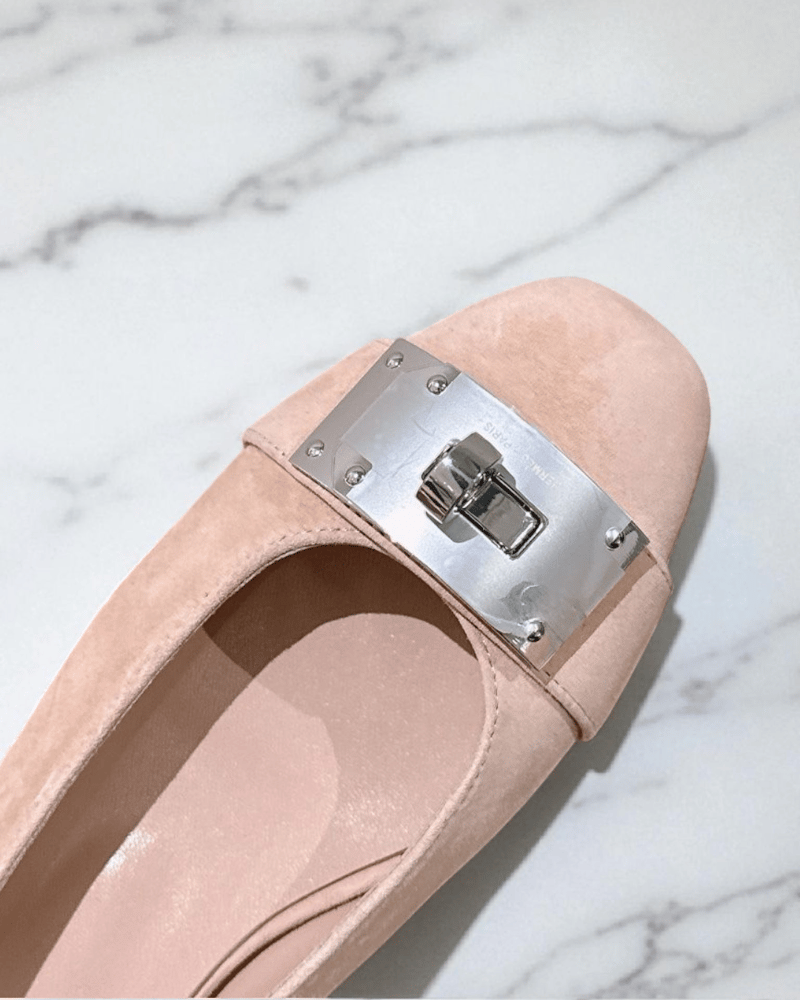 Hermès suede flats in pink