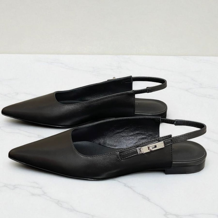 Hermès Lovely Slingback in Black Leather