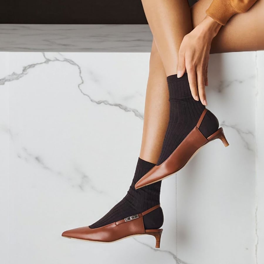 Hermès Lover 40 Pump Slingback in Brown Leather