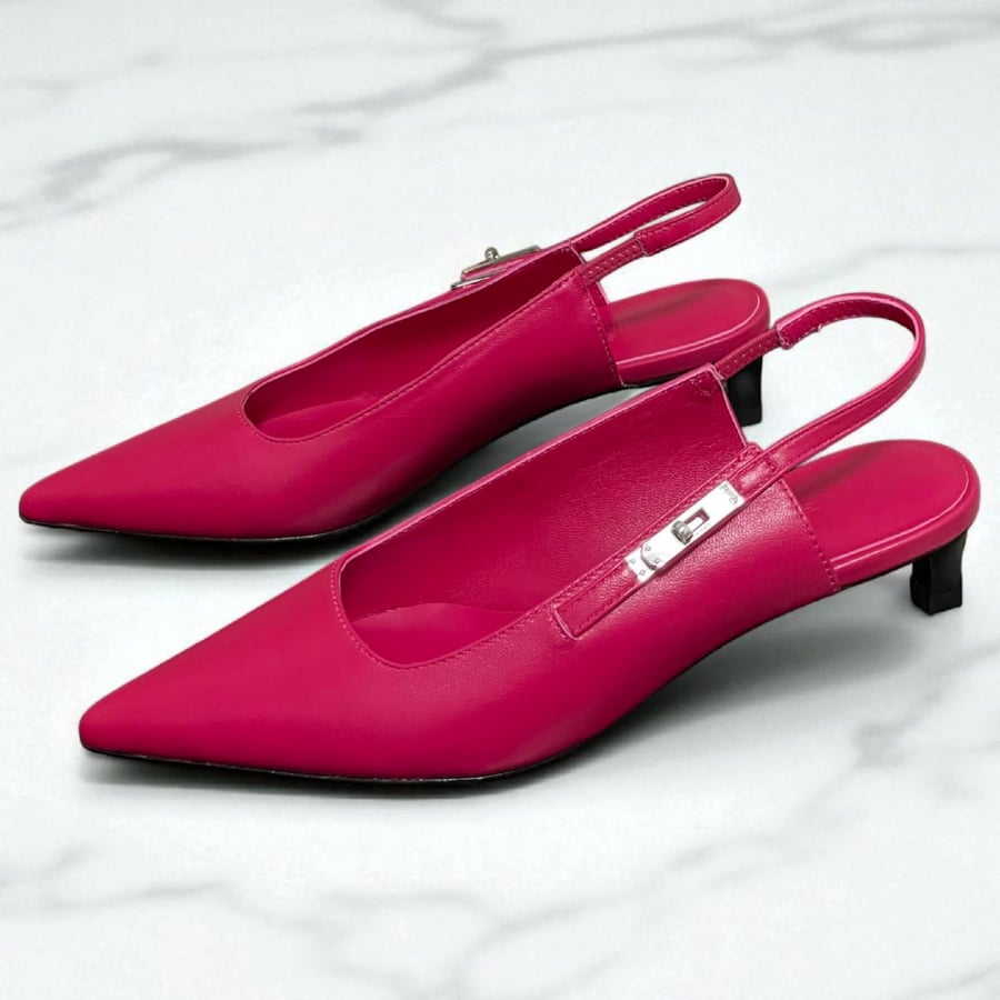 Hermès Lover 40 Pump Slingback in Raspberry Pink Leather