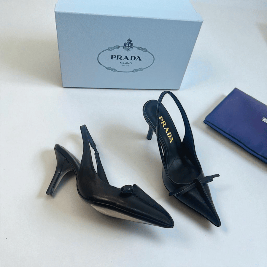Prada Black Slingback Pumps with with Stiletto Heel