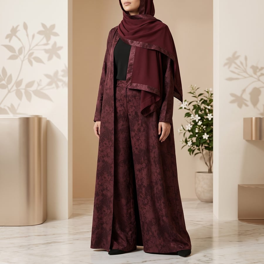 عباية مخمل عنابي