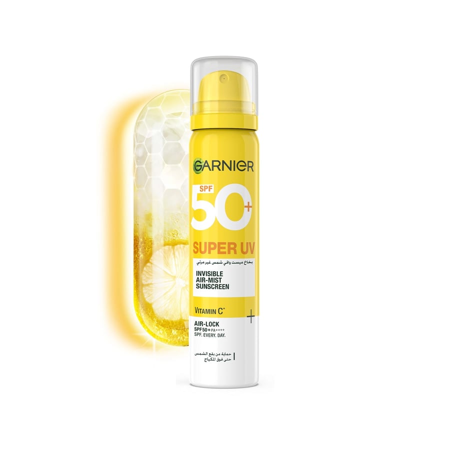 غارنييه واقي شمس SPF50 بخاخ شفاف مع فيتامين C 75 مل