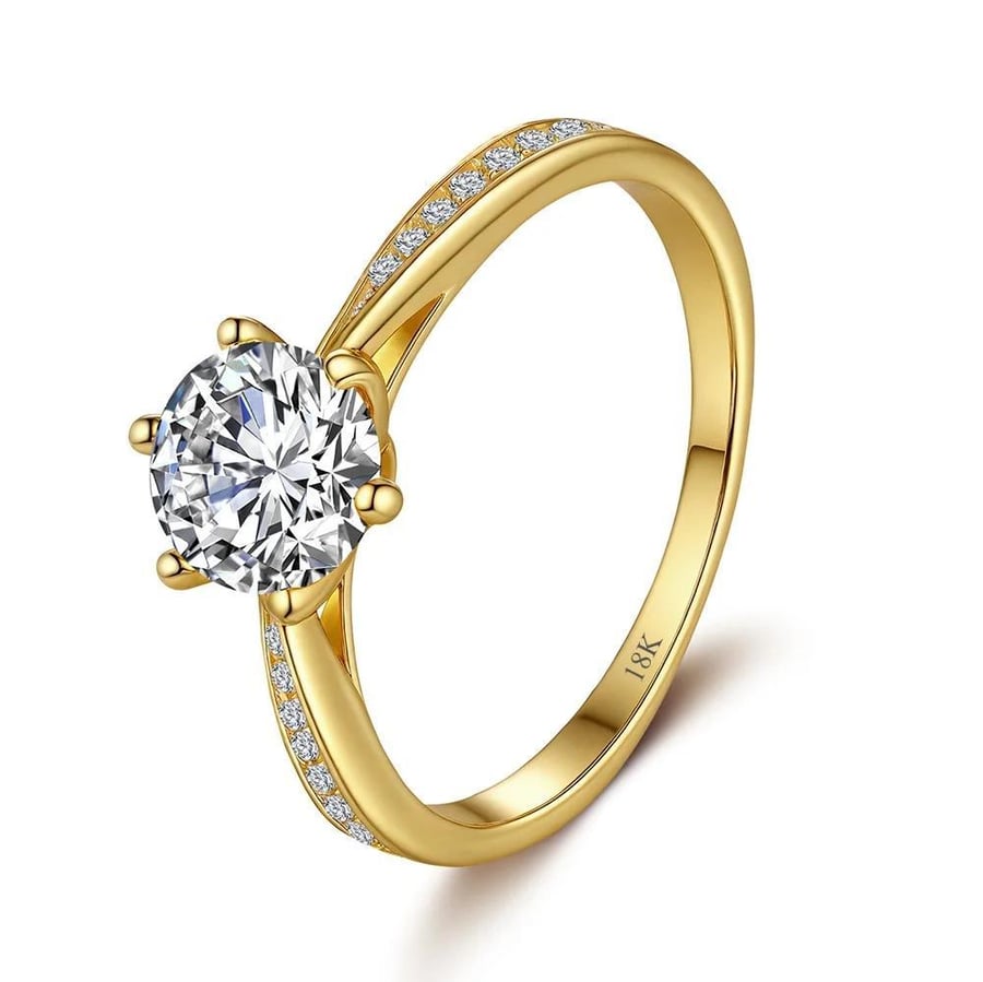 CKT 100% خاتم الذهب الحقيقي 18k مويسانيتي 1ct مع شهادة مجوهرات الزفاف الفاخرة للنساء هدية الخطوبة الصيفية غير تشويه