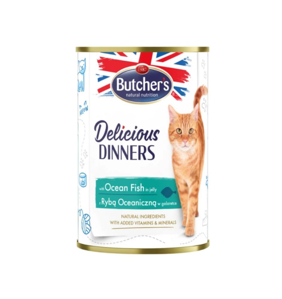 Butcher's Delicious Dinner Fish Pieces in Jelly Wet Cat Food, 400g