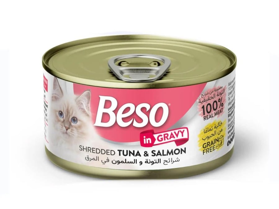 معلبات بيسو شرائح تونا مع سلمون بالمرق 85g