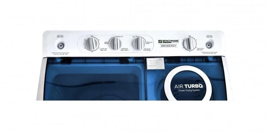 بنش مارك غسالة حوضين 11.5 كغ - تحميل علوي - أبيض - WM-140TSU