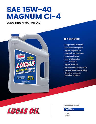 كرتون زيت لوكاس 15W40  اربعة لتر ( 4 حبات ) - ( Pack of 4)  LUCAS 15W40 Motor Oil, 4 Liter