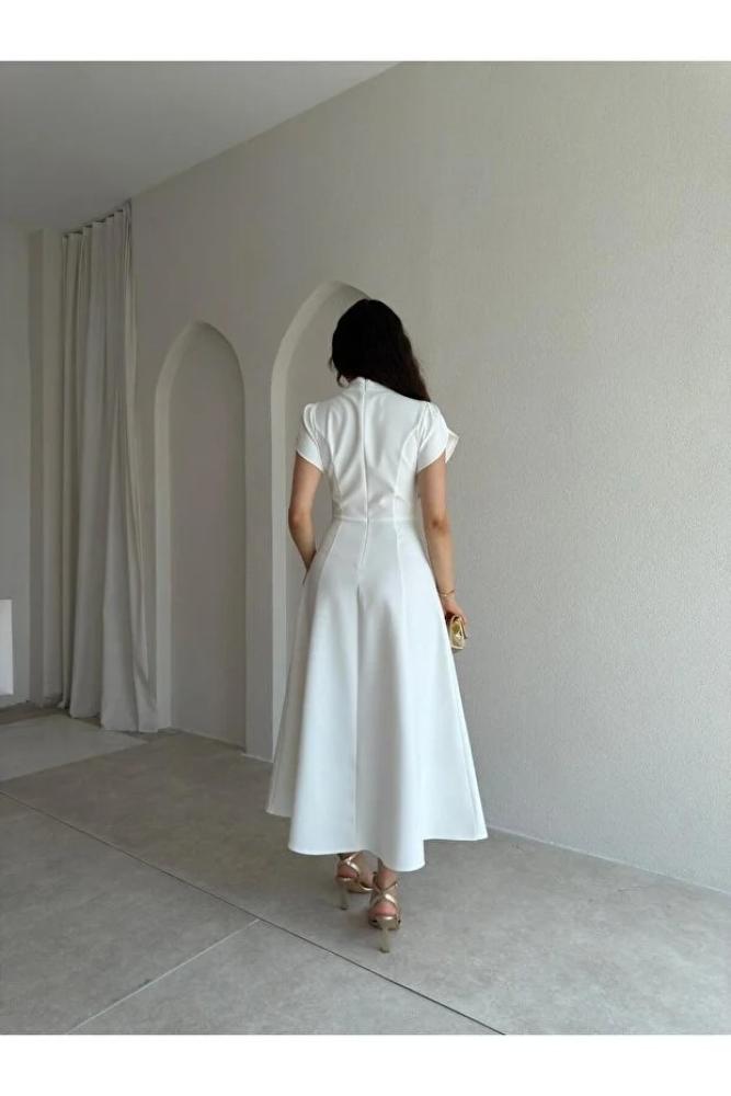 Mooi Butik فستان بوجوتا ميدي 8947 - أبيض