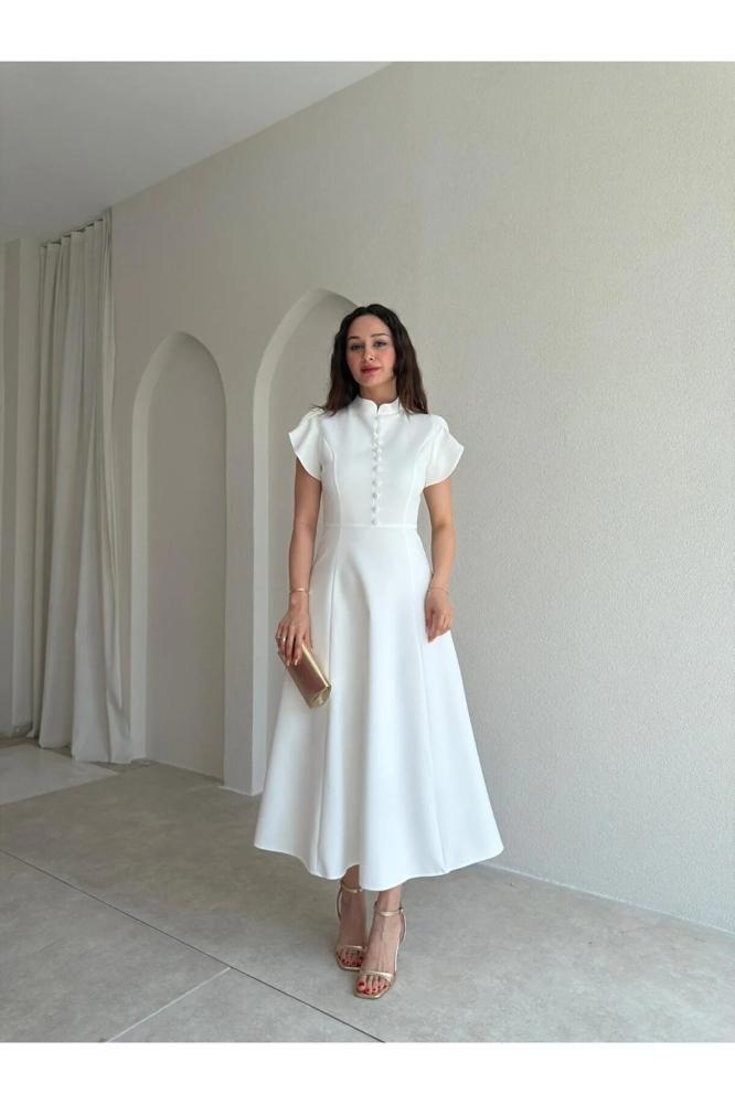 Mooi Butik فستان بوجوتا ميدي 8947 - أبيض